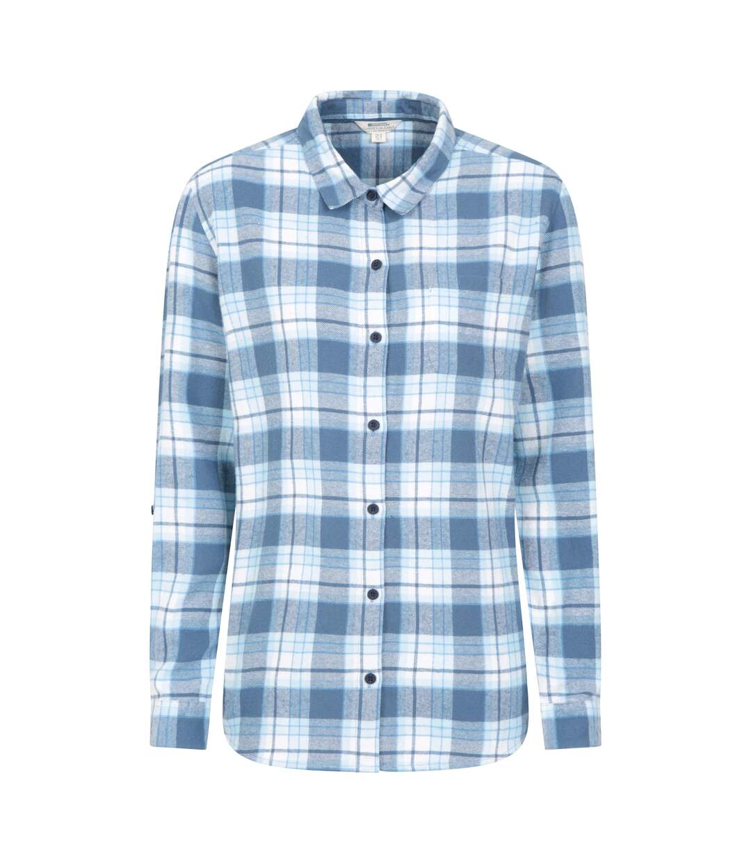 Womens/ladies Balsam Brushed Flannel Longline Shirt Blue Mountain Warehouse-1