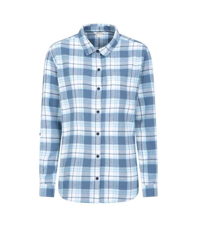 Womens/ladies Balsam Brushed Flannel Longline Shirt Blue Mountain Warehouse