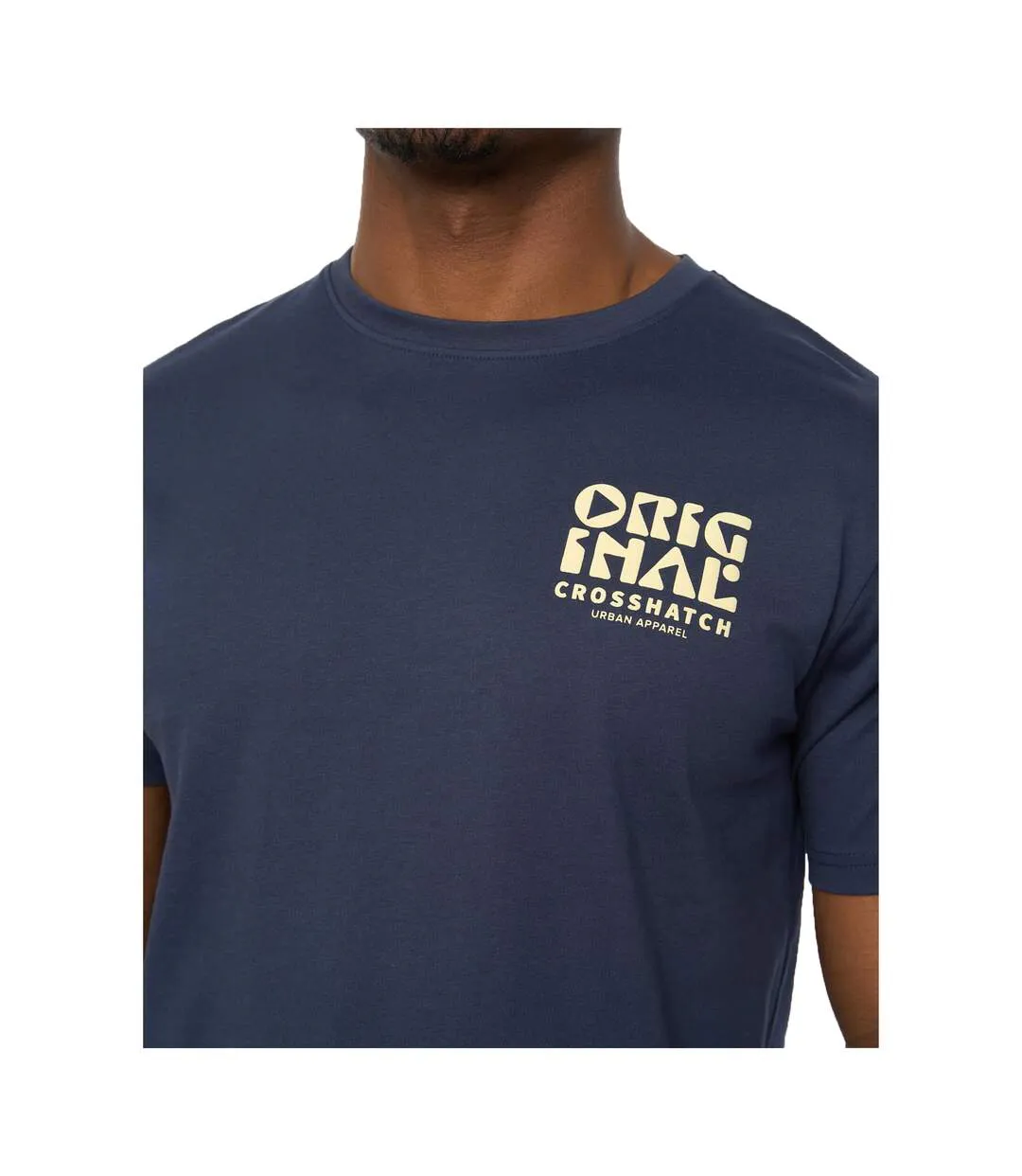 Mens Wellmoores T-shirt Navy Crosshatch-4