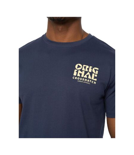 Mens Wellmoores T-shirt Navy Crosshatch