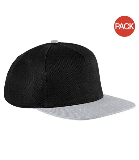 Lot de 2  casquettes à visière plate adulte noir/gris clair Beechfield