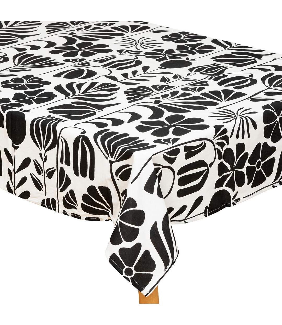 Nappe de Table Imprimée Twisted Lime 150x250cm Noir & Blanc-1