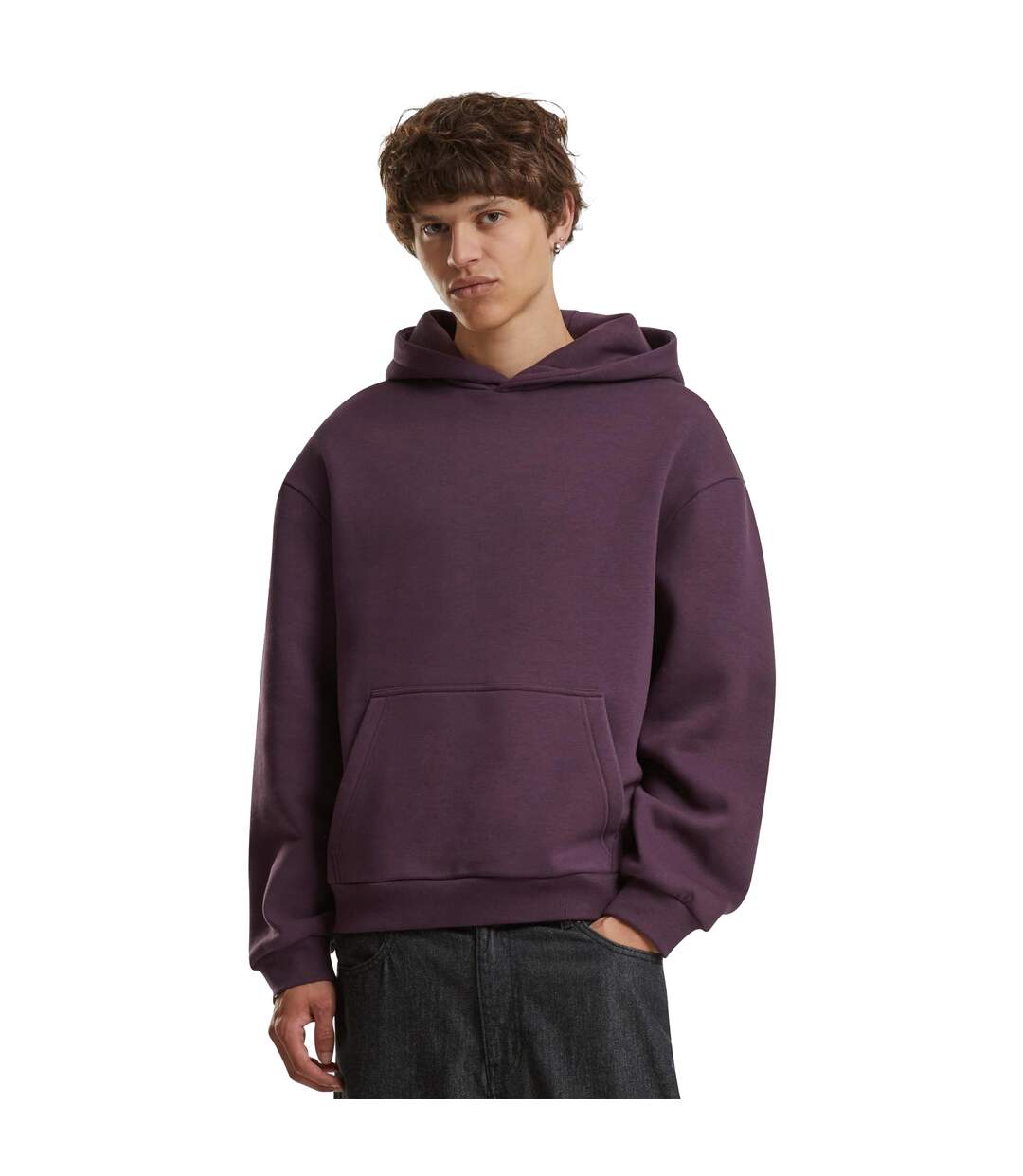 Sweat À Capuche Homme Violet Prune Build Your Brand-1