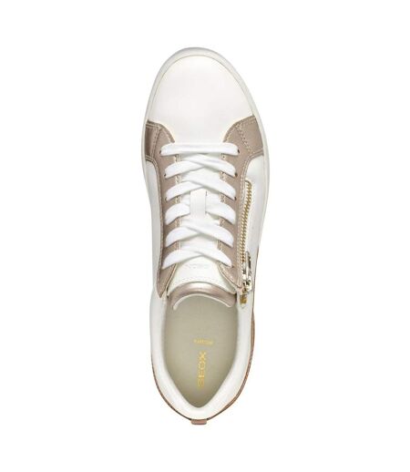 Womens/ladies D Blomiee Suede Trainers Optic White Nude Geox
