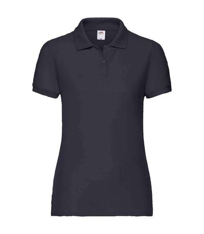 Womens/ladies lady fit piqué polo shirt black Fruit of the Loom