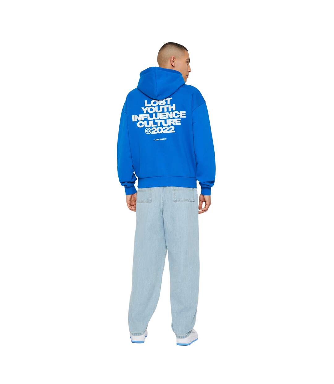 Mens Culture Hoodie Cobalt Blue Lost Youth-1