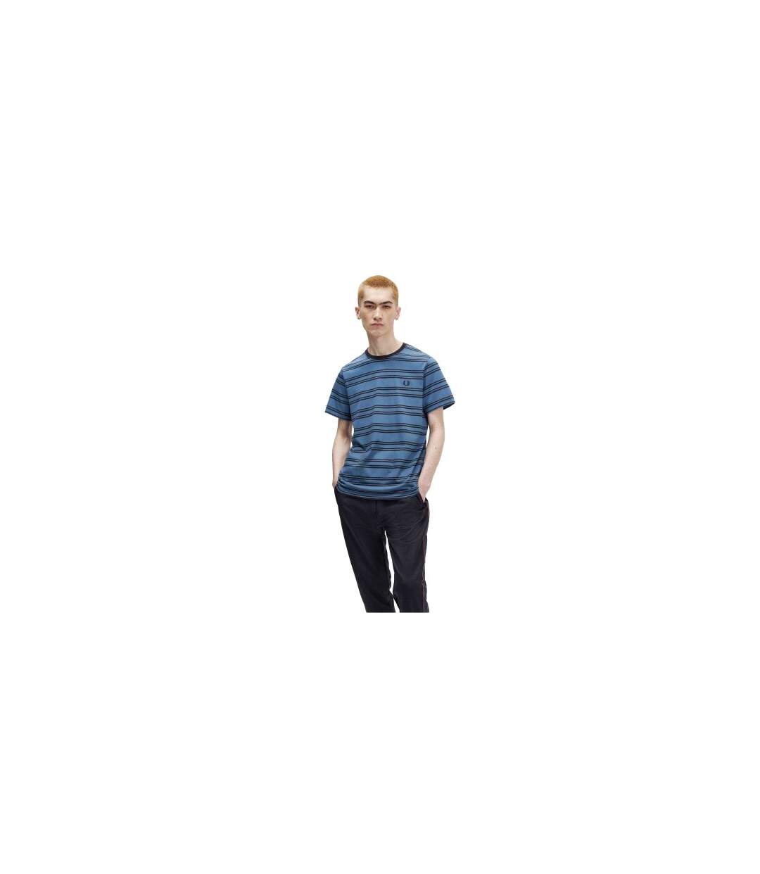T-shirt Motif/style Rayures Fines Homme Bleu Nuit Fred Perry-1
