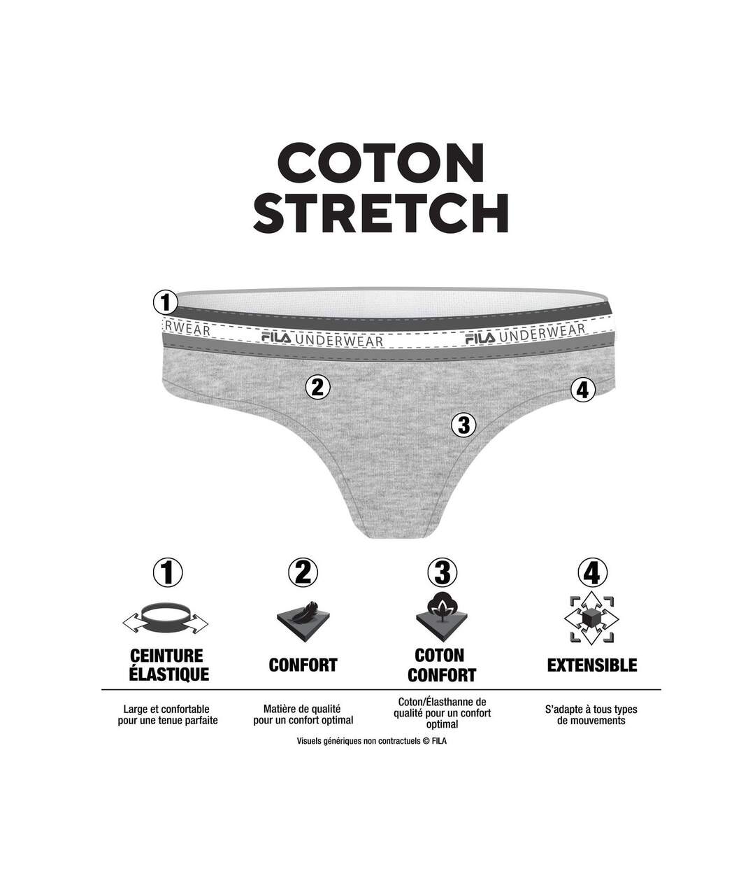 Lot de 3 strings femme uni Fila-2