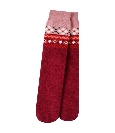 Dare 2B Unisex Adult Festivity Fair Isle Fluffy Christmas Socks (Beetroot/Powder Pink) - UTRG9248