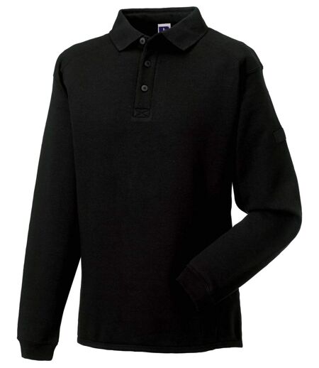 Sweat-shirt lourd col polo pour homme - R-012M-0 - noir