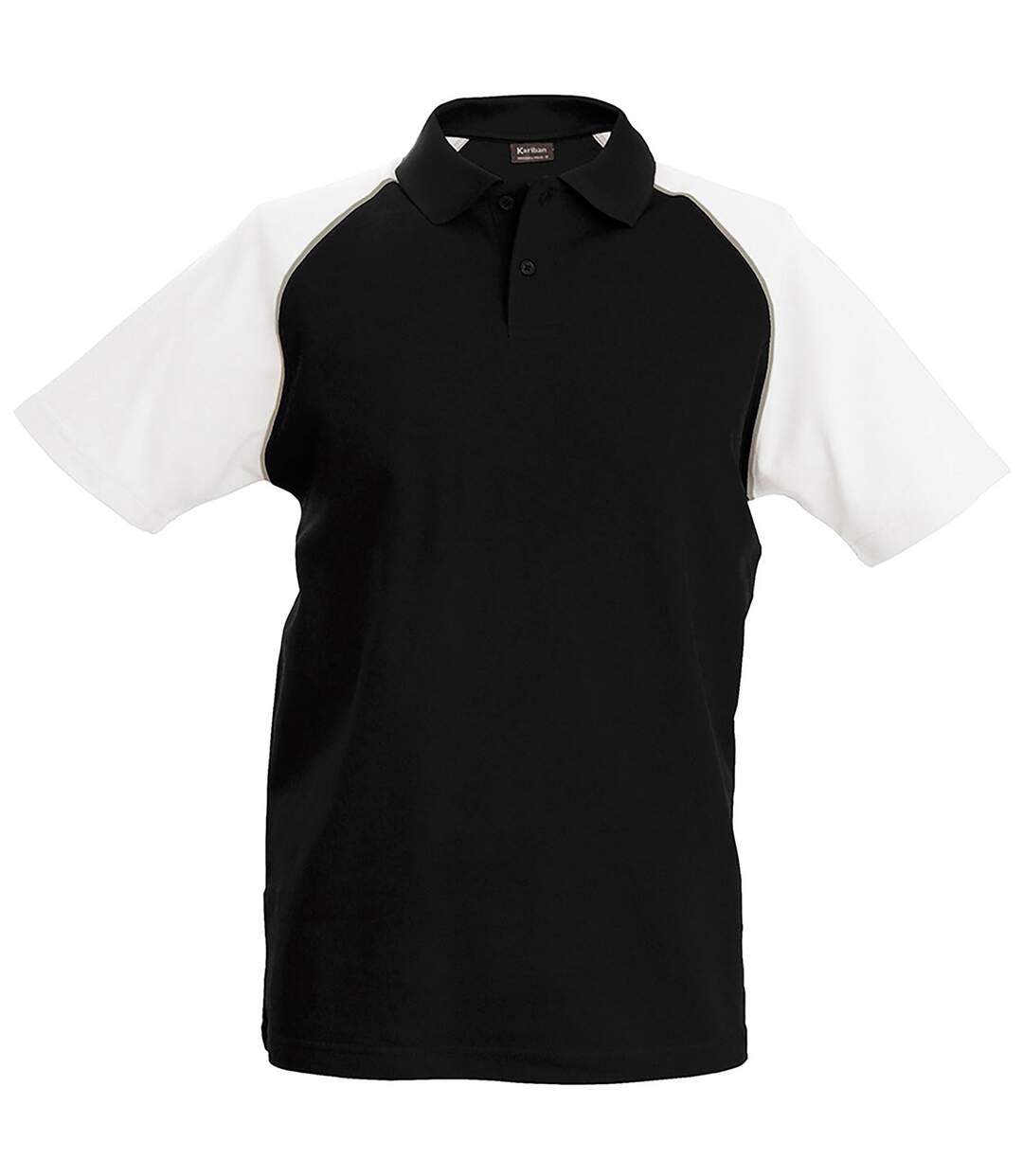 Polo de baseball à manches courtes homme noir/gris clair/blanc Kariban-1