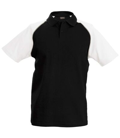 Polo de baseball à manches courtes homme noir/gris clair/blanc Kariban