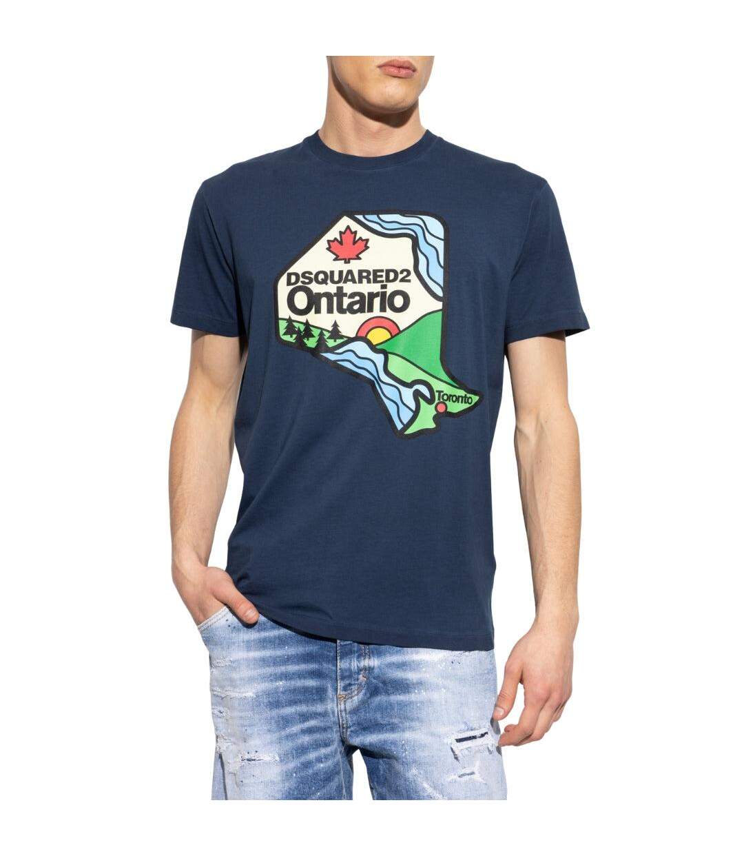 T-shirt Motif/style Logo Ontario Adulte Bleu Marine Foncé DSquared2-2