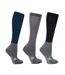 Hy Sport Active Unisex Adult Riding Boot Socks (Pack of 3) (Midnight Navy/Gray) - UTBZ4333