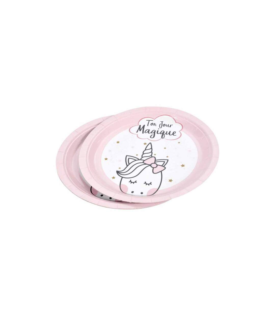 Lot de 6 Assiettes en Carton Licorne II 23cm Rose-1