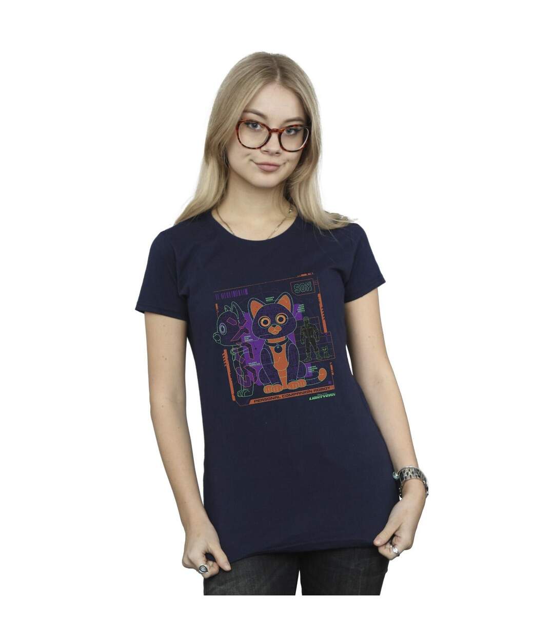 Disney T-shirt en coton technique Lightyear Sox Femme/Femme (Bleu marine) - UTBI29051-2