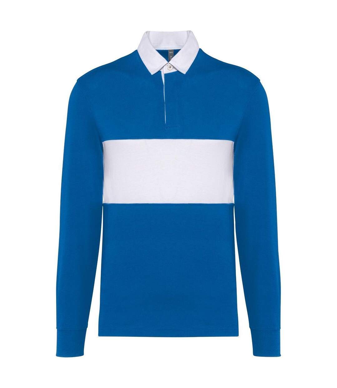 Polo de rugby manches longues - Unisexe - PA429 - bleu roi et blanc