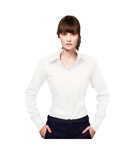 Chemise Oxford À Manches Longues Pour Dames Blanc Kustom Kit