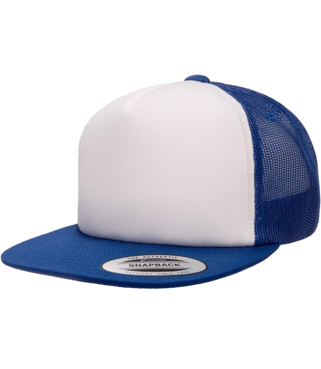 Casquette trucker blanc / bleu roi Yupoong-4