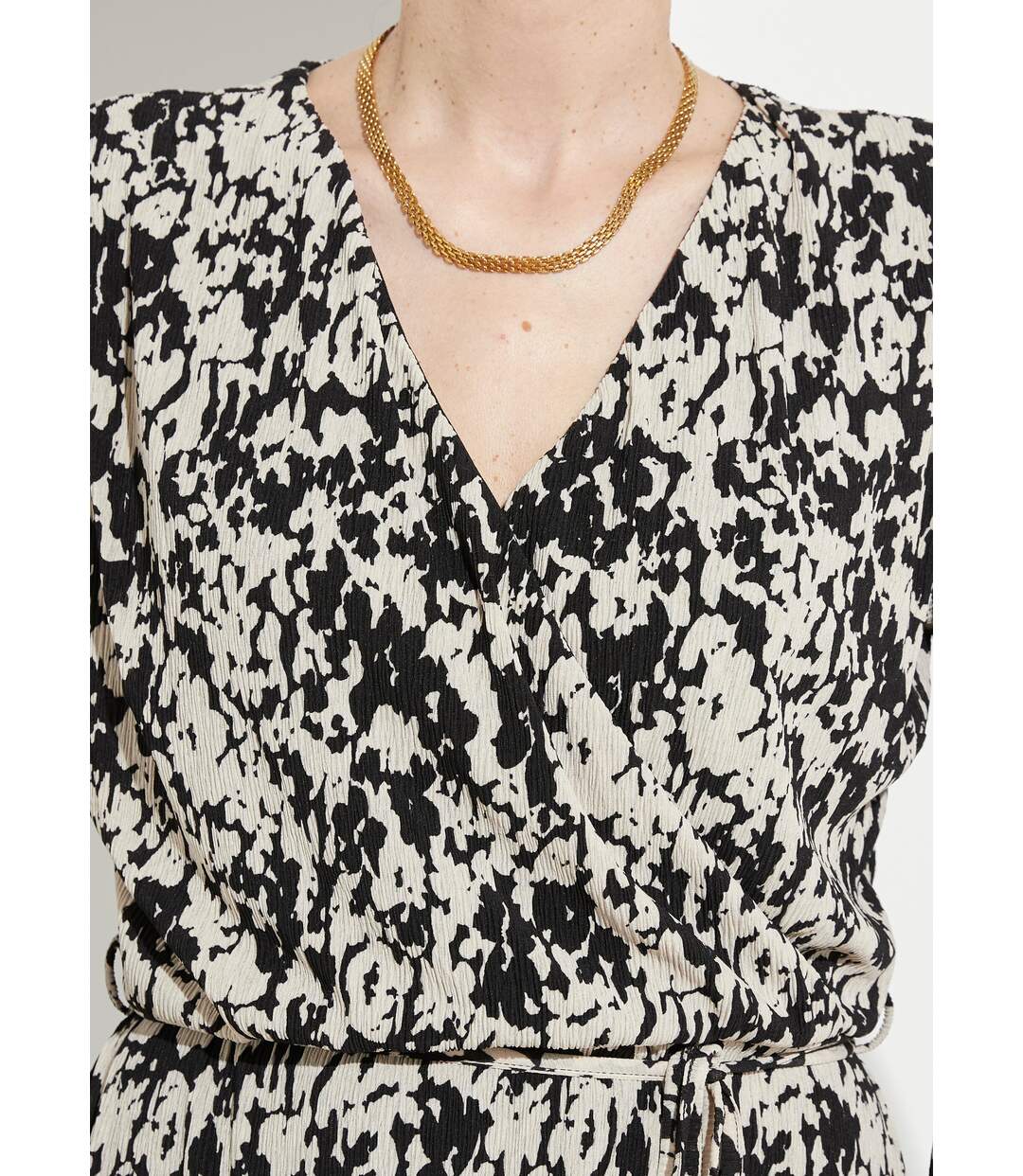 Robe courte cache-coeur imprimé tachiste-3