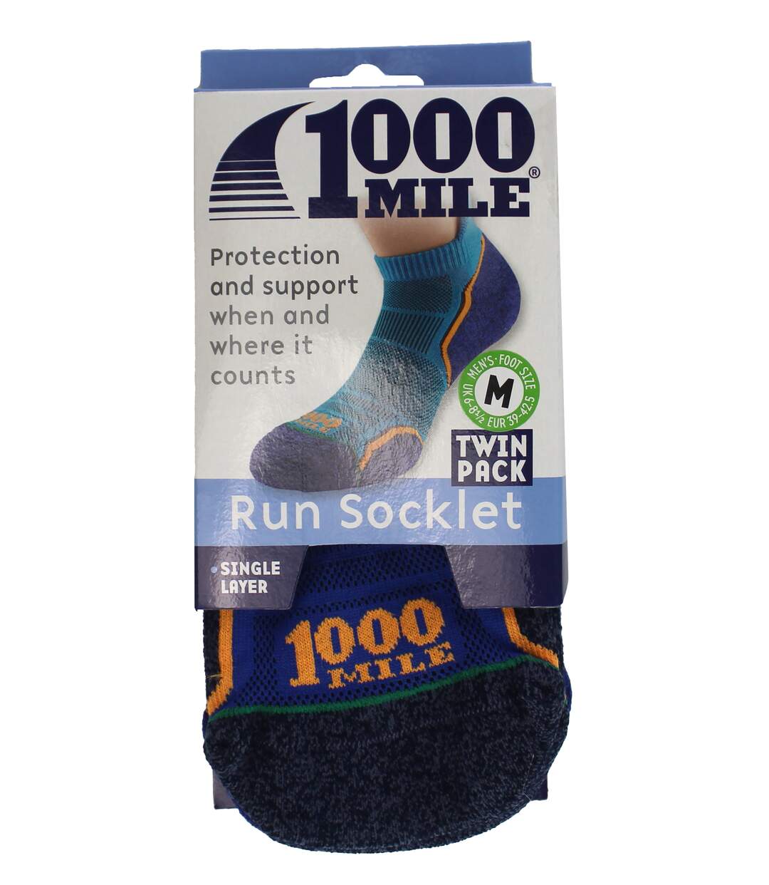 Lot de 2 paires de chaussettes monocouches Run Socklet pour hommes