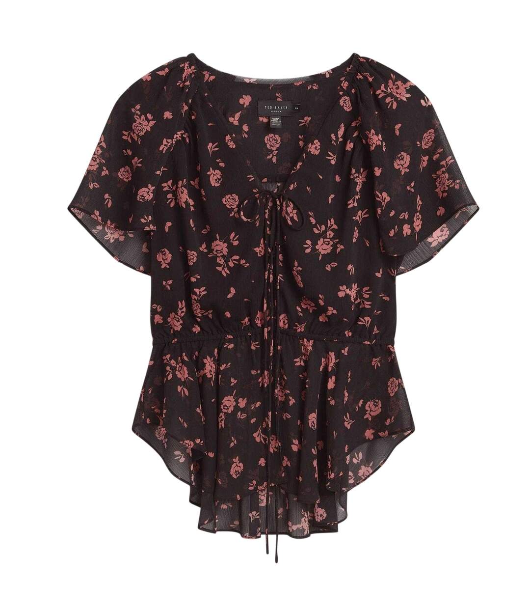 Womens/ladies Woven Peplum Top Black Ted Baker-2