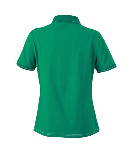 Polo Femme Vert Irlandais Blanc James And Nicholson