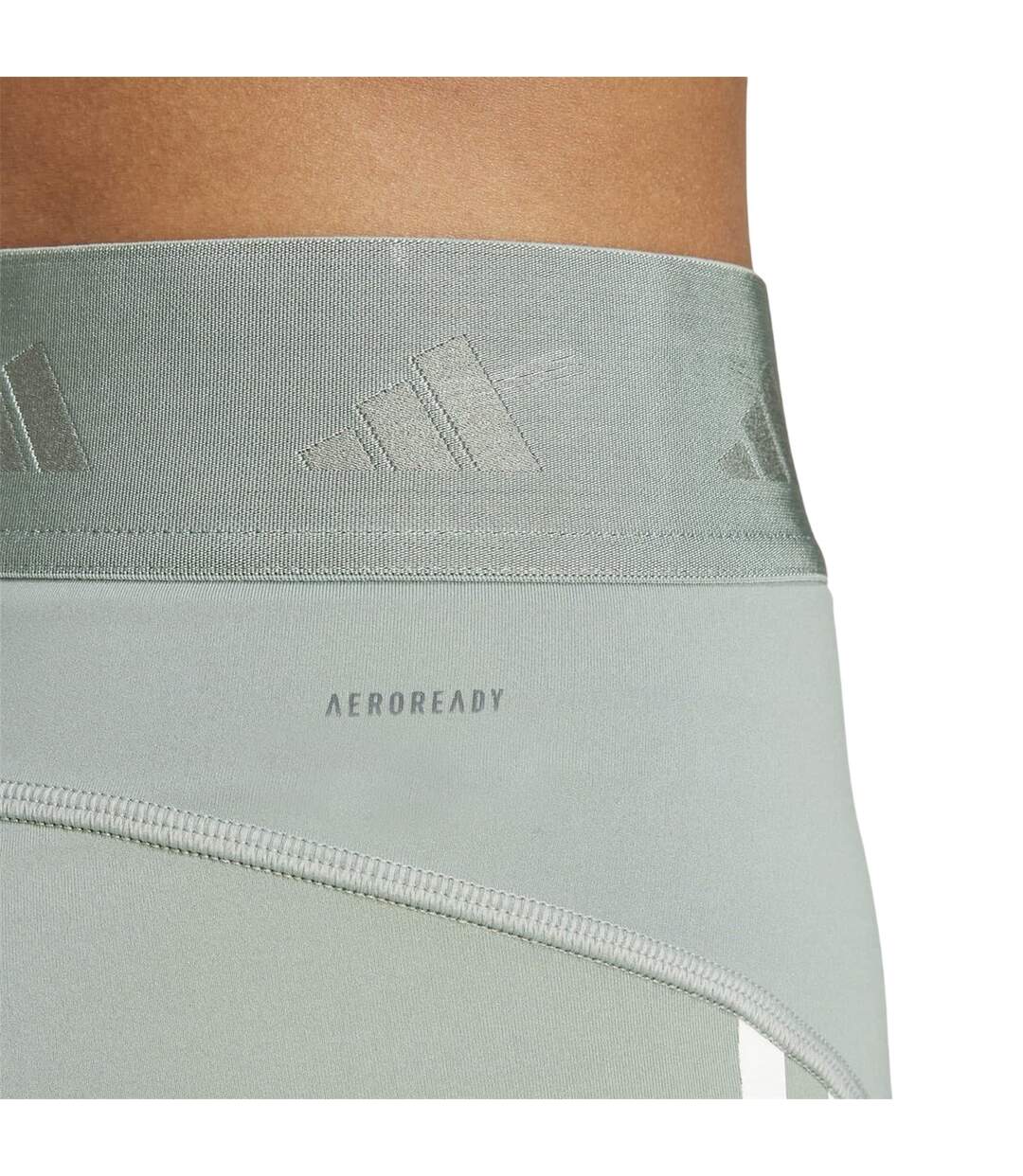 Womens/ladies Hyperglam 3 Stripes Shorts Linen Green Adidas-4