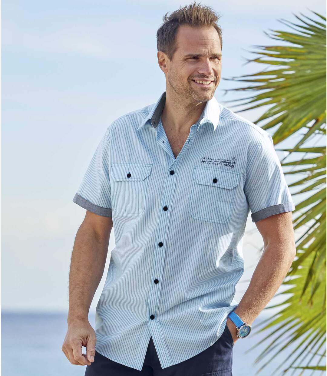 Gestreept popeline overhemd Tropic Ocean Atlas For Men