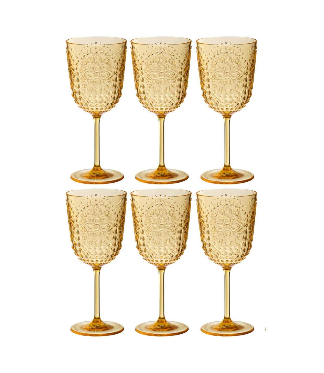 Lot de 6 Verres à Vin Réutilisables Barbra 41,4cl Jaune-1