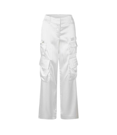 Womens/ladies Ow Wide Leg Cargo Trousers Coconut Milk Off White