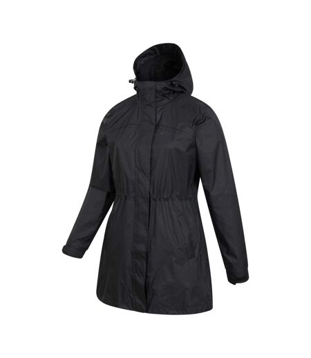 Mountain Warehouse Womens/Ladies Torrent Longline Waterproof Lightweight Waterproof Jacket (Black) - UTMW2879
