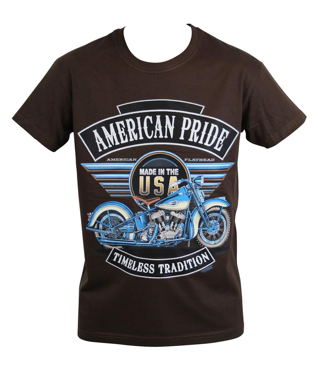 T-shirt homme manches courtes - Biker American Pride 22525 - marron