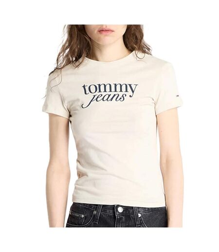 T-shirt beige femme tommy hilfiger essential - l