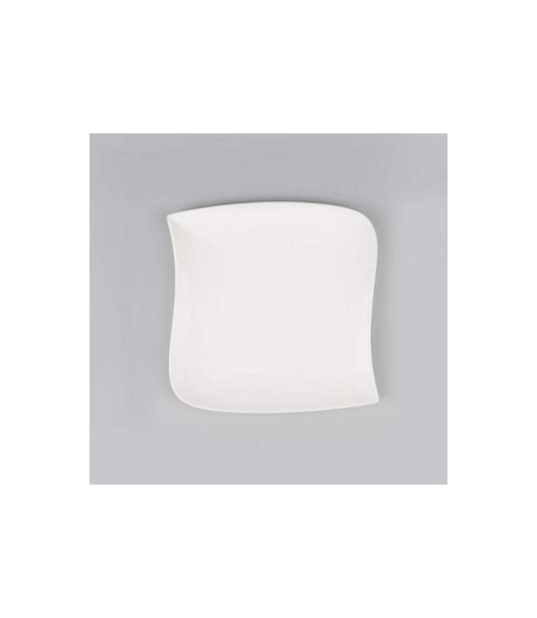 Lot de 6 Assiettes Plates Carrées Vague 25cm Blanc-2