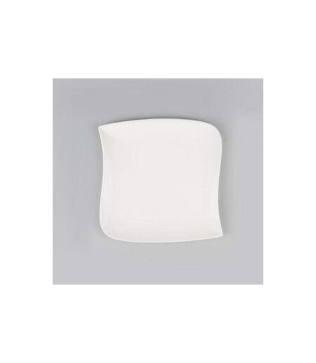 Lot de 6 Assiettes Plates Carrées Vague 25cm Blanc