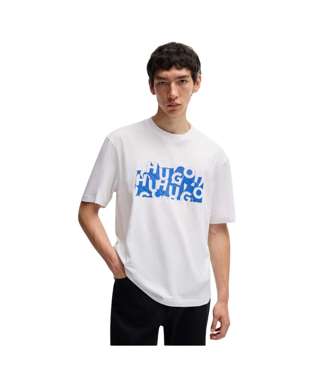 T-shirt Motif/style Logo Répété Homme Blanc Hugo-2