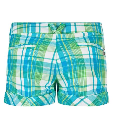 Womens/ladies Cotton Plaid Shorts Green Puma