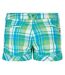 Womens/ladies Cotton Plaid Shorts Green Puma-2