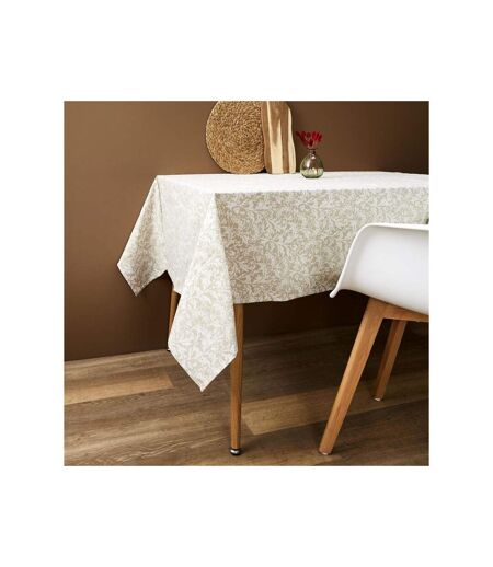 Paris Prix - Nappe Imprimée feuillage 140x250cm Beige