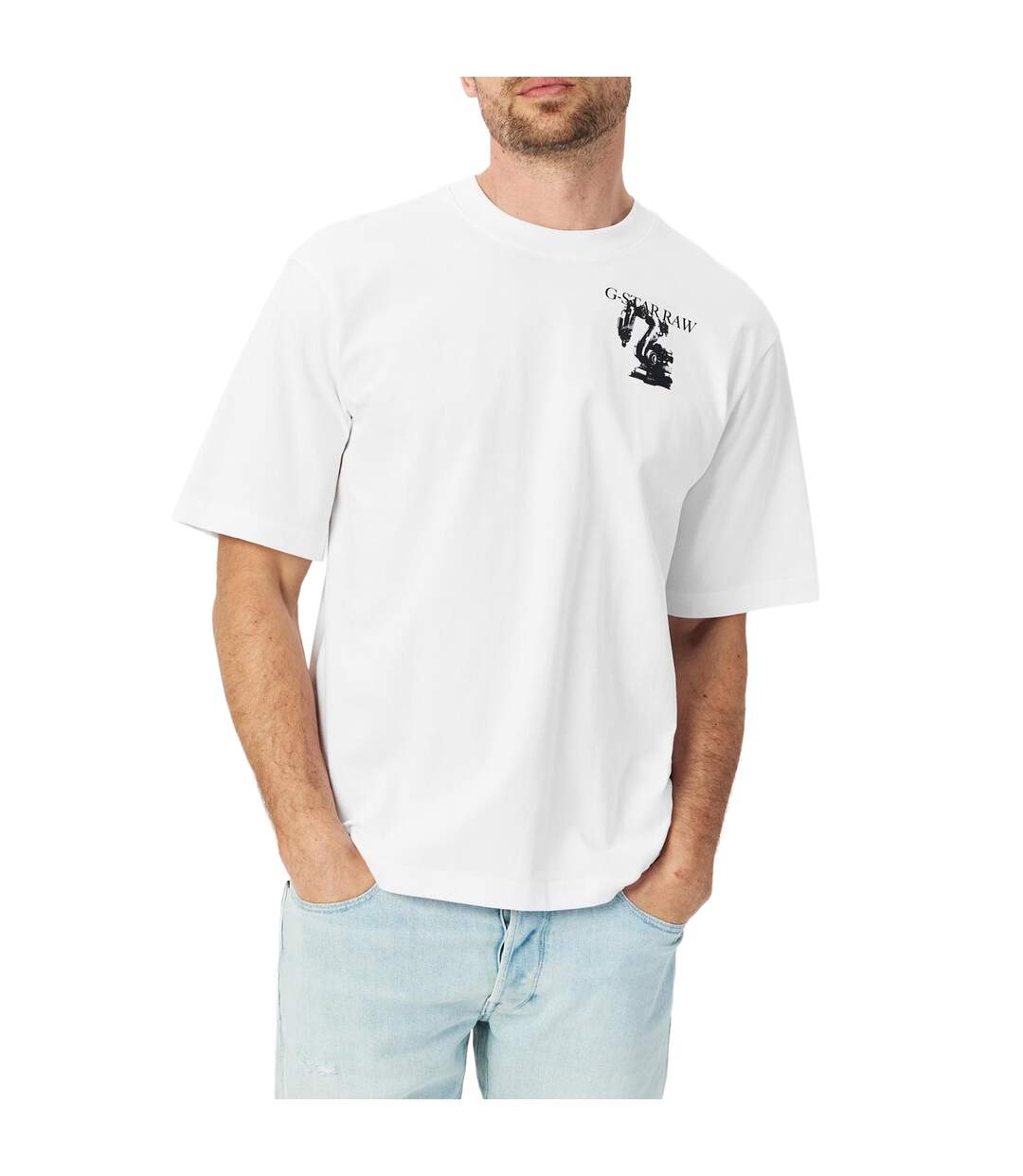 T-shirt Motif/style Graphique Industrial Homme Blanc G-Star-3