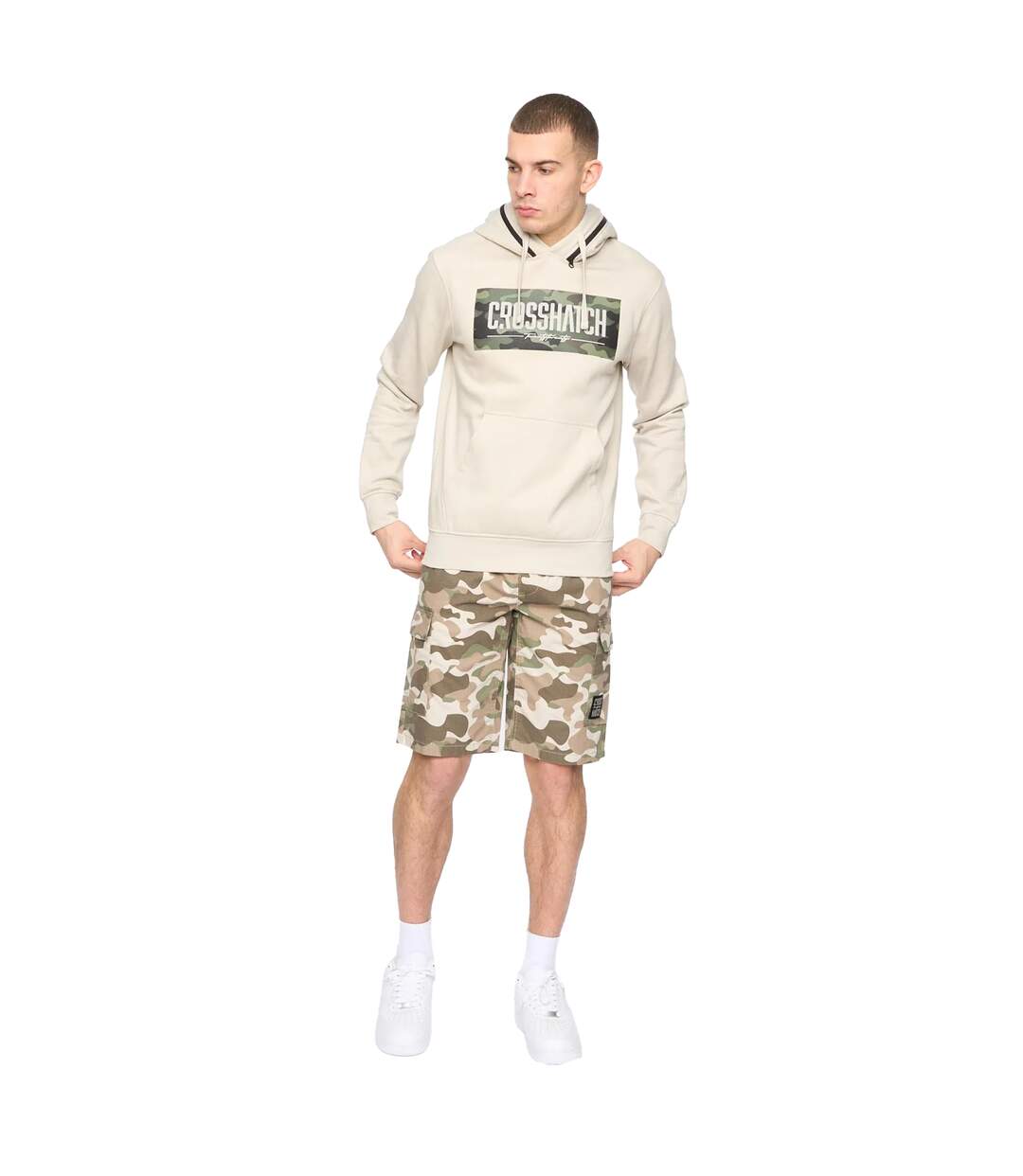 Sweat À Capuche Camtort Homme Gris Pâle Crosshatch-1