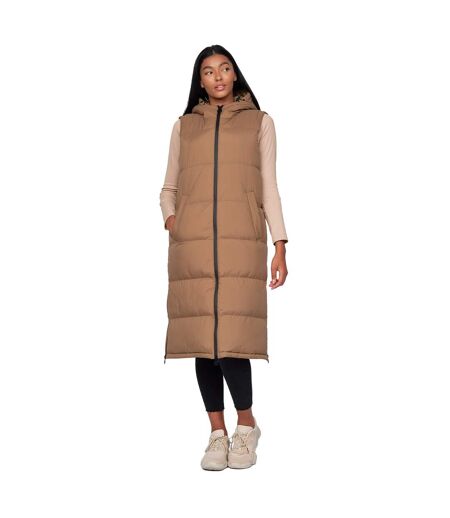 Womens/ladies Alaiya Gilet Camel Crosshatch