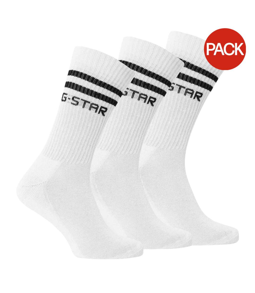 Lot De 3  Chaussettes Adulte Blanc Vif G-Star-1