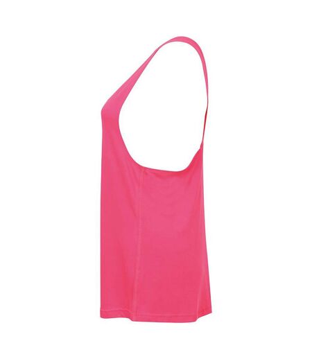 Skinni Fit Womens/Ladies Fashion Workout Sleeveless Vest (Neon Pink) - UTRW5491