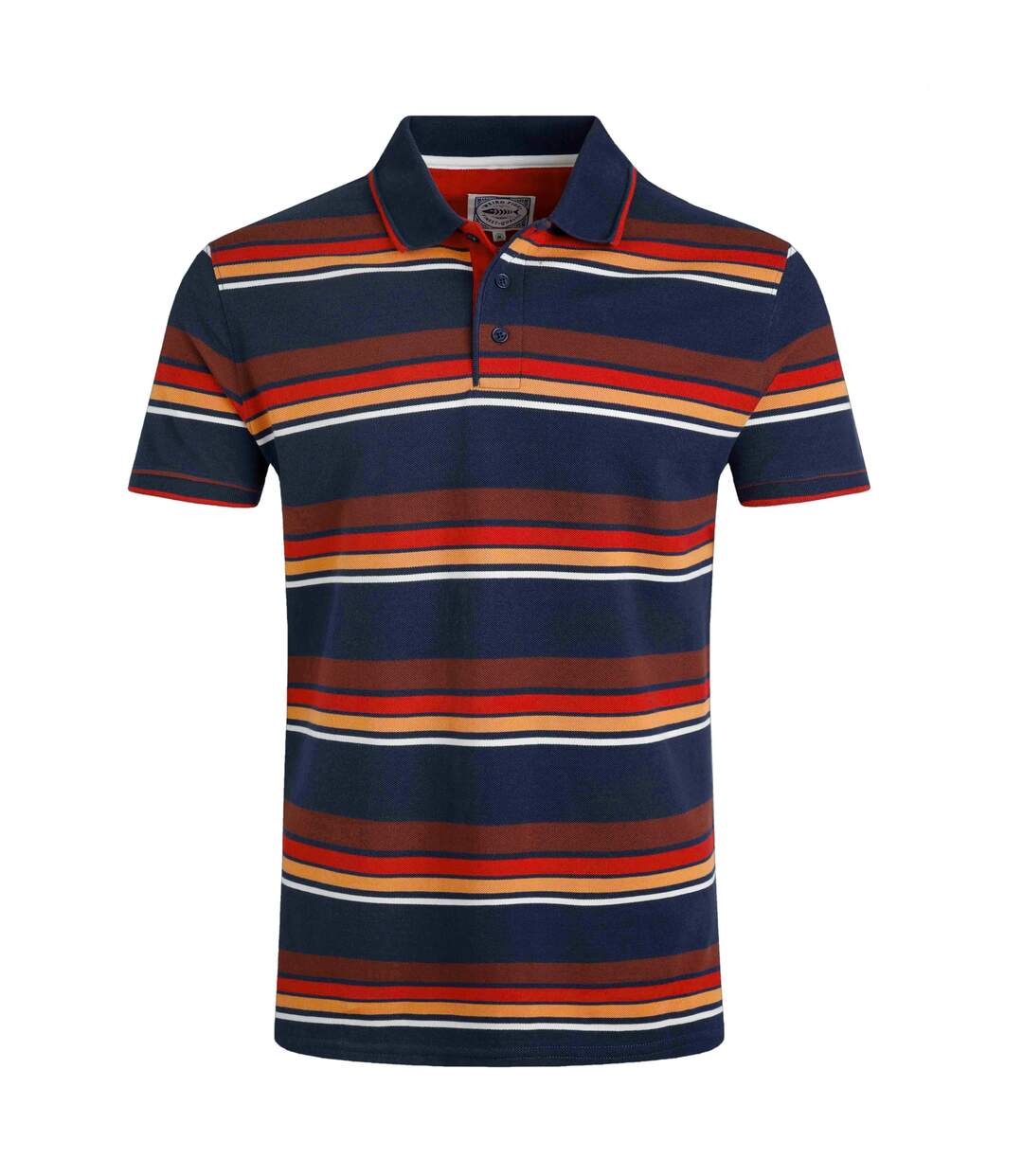 Mens sunbury stripe organic cotton polo shirt dark blue Weird Fish-1