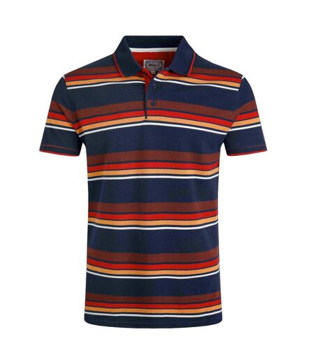 Mens sunbury stripe organic cotton polo shirt dark blue Weird Fish