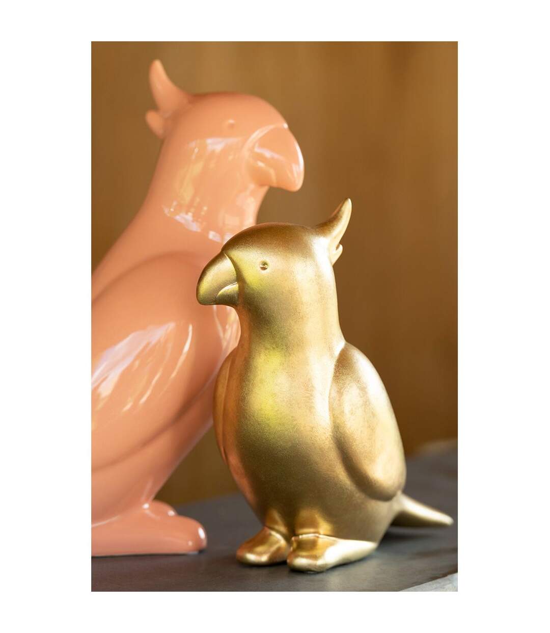 Statuette Déco Perroquet 24cm Or-2