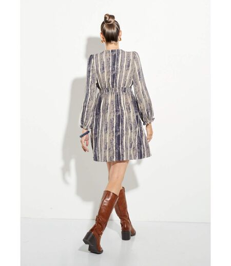 Robe courte col V taille haute plissée