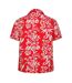 Mens Hawaiian Short-sleeved Shirt Red Print Replay-2